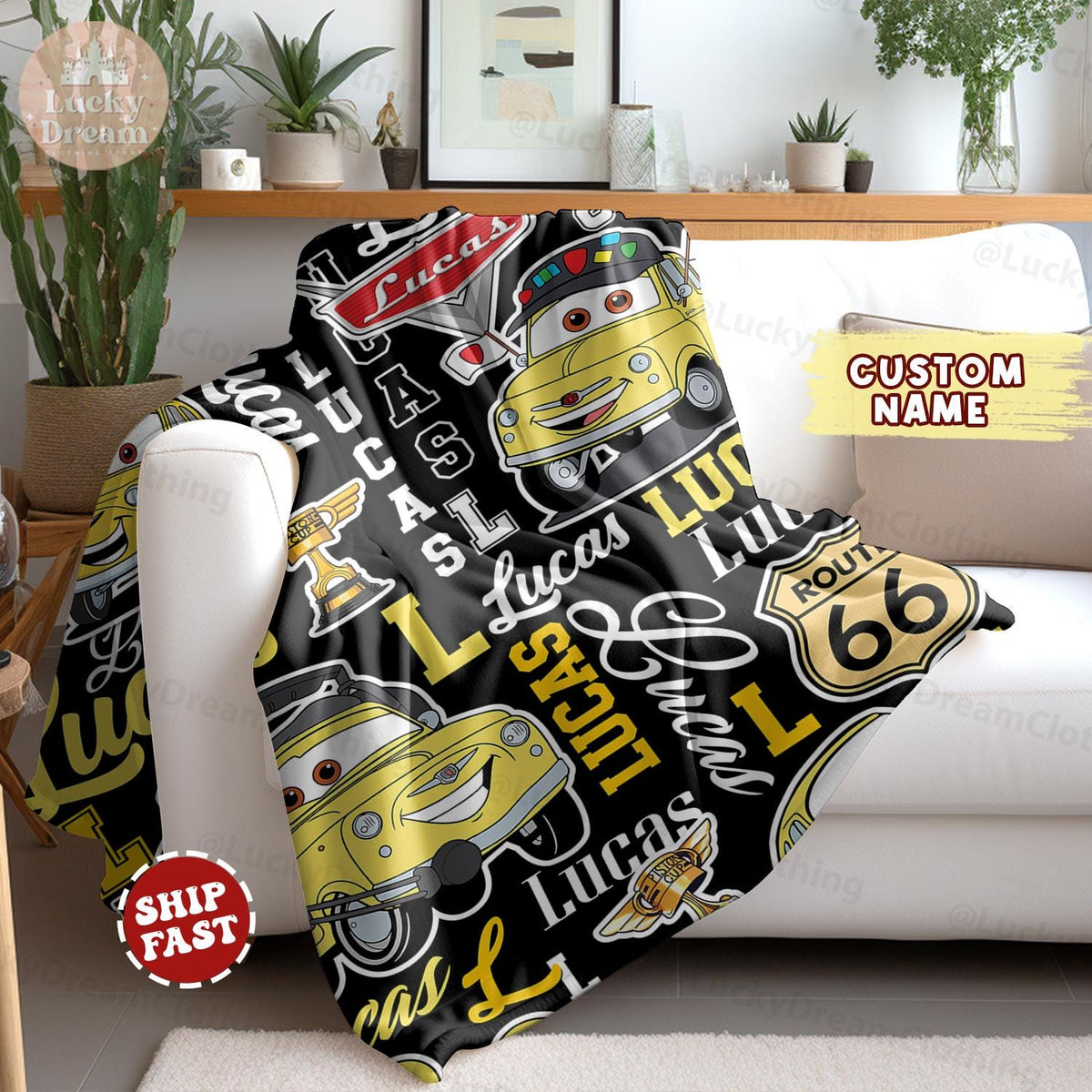 Personalized Disney Cars Blanket, Custom Name Lightning McQueen Birthday Boy/Girl Home Decor Family Cars Birthday, Family Cars Birthday Boy