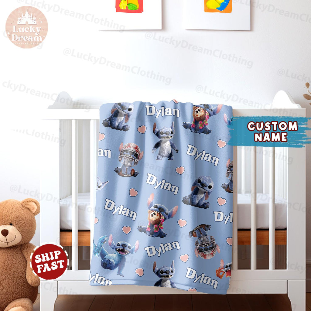 Custom Name Blanket, Stitch Live Action Blanket, Birthday Gift, Christmas Gift, Disney Trip Blanket, Lilo Stitch Gifts For Kids Blanket