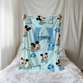 Personalized Baby Mickey Blanket, Custom Name Mikey Blanket, Mickey Mouse Blankets, Nursery Blanket, Blue Gender Neutral, Baby Shower Gift