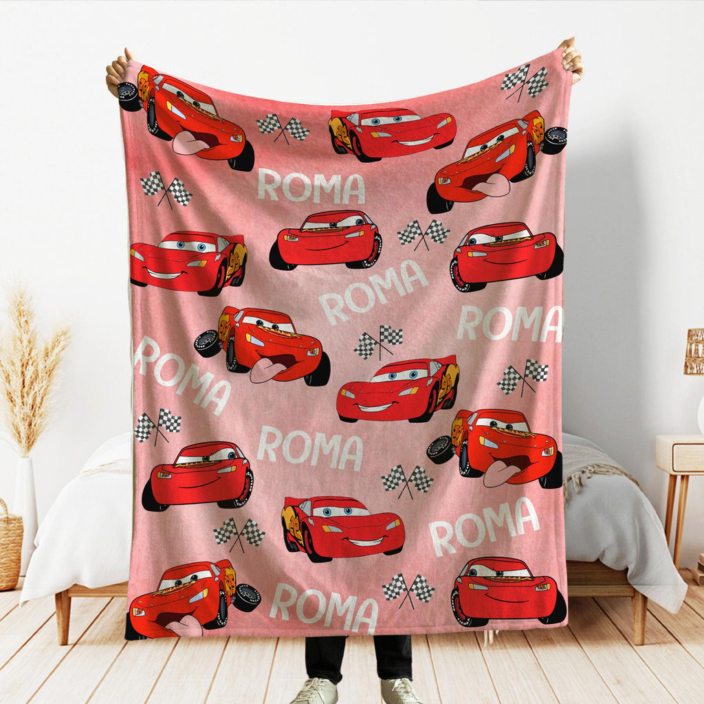 Personalized Lightning Mcqueen Blanket, Custom Name MCQueen Blanket, Disney Pixar Cars Blankets, Radiator Springs Throw, Piston cup Blanket