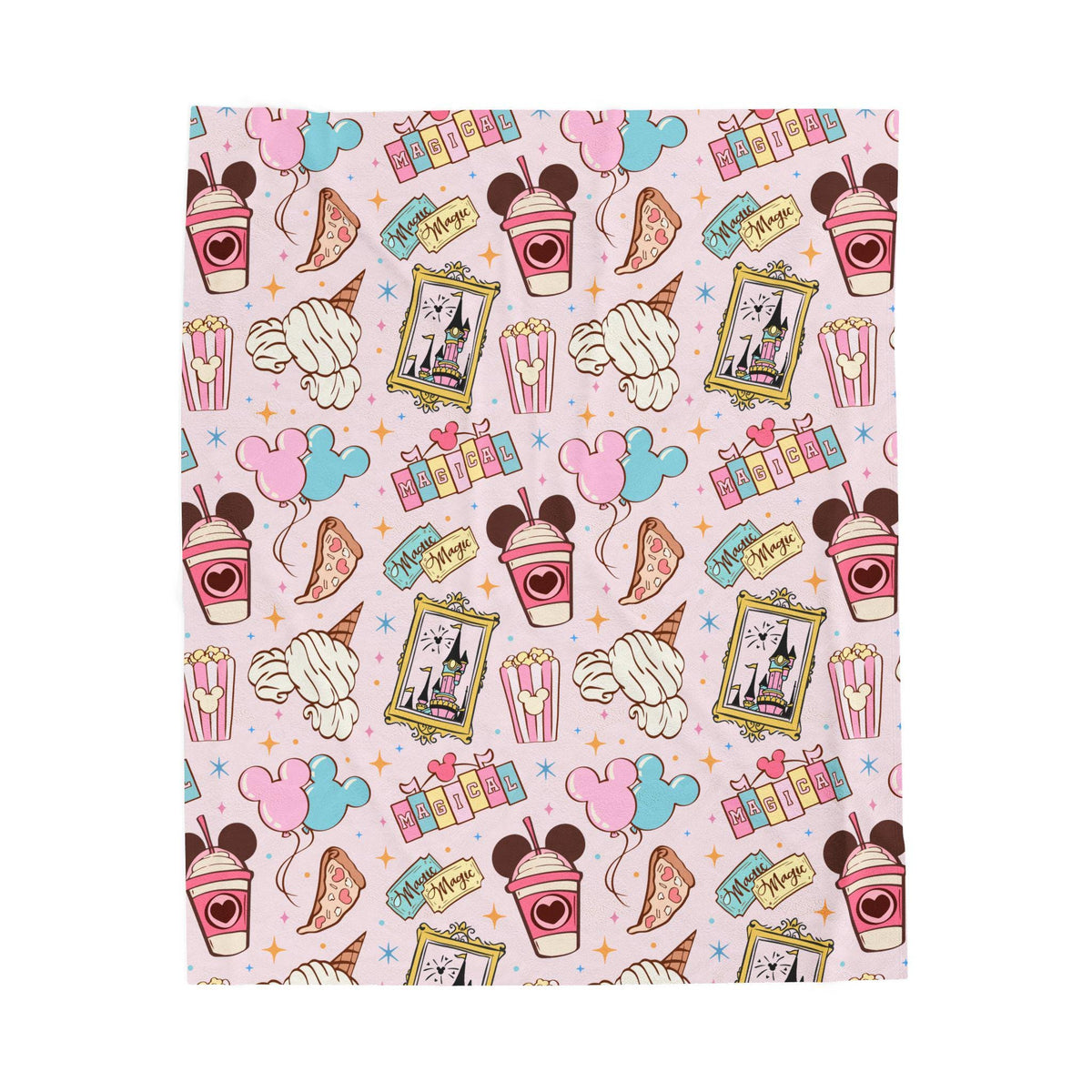 Disneyland Snacks Velveteen Plush Blanket, Mickey Snacks cozy throw for Disney lover, Magical snack-themed gift