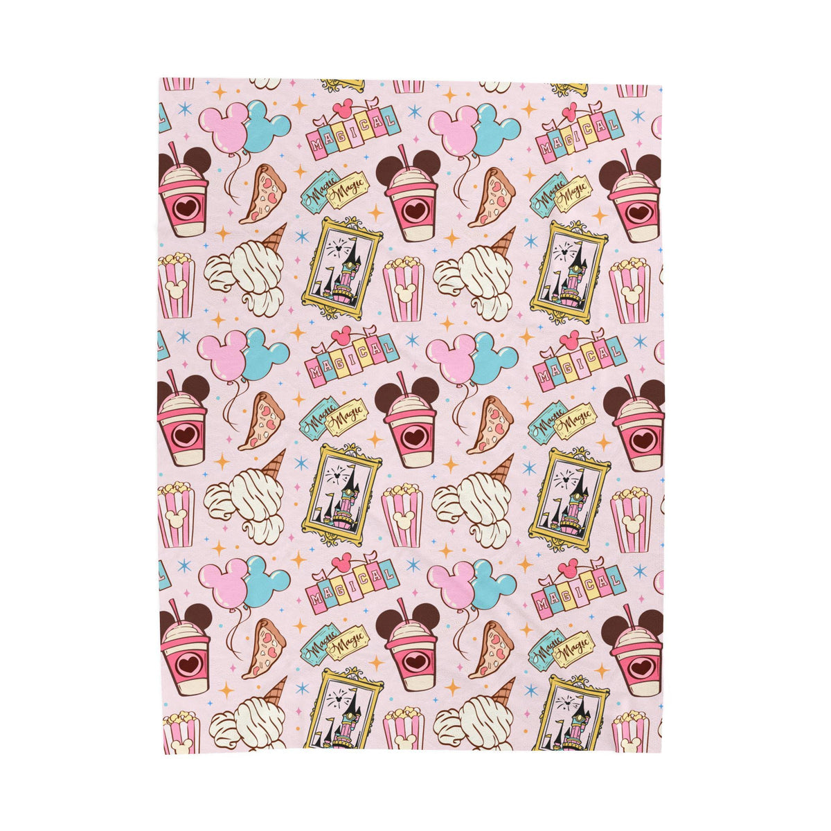 Disneyland Snacks Velveteen Plush Blanket, Mickey Snacks cozy throw for Disney lover, Magical snack-themed gift