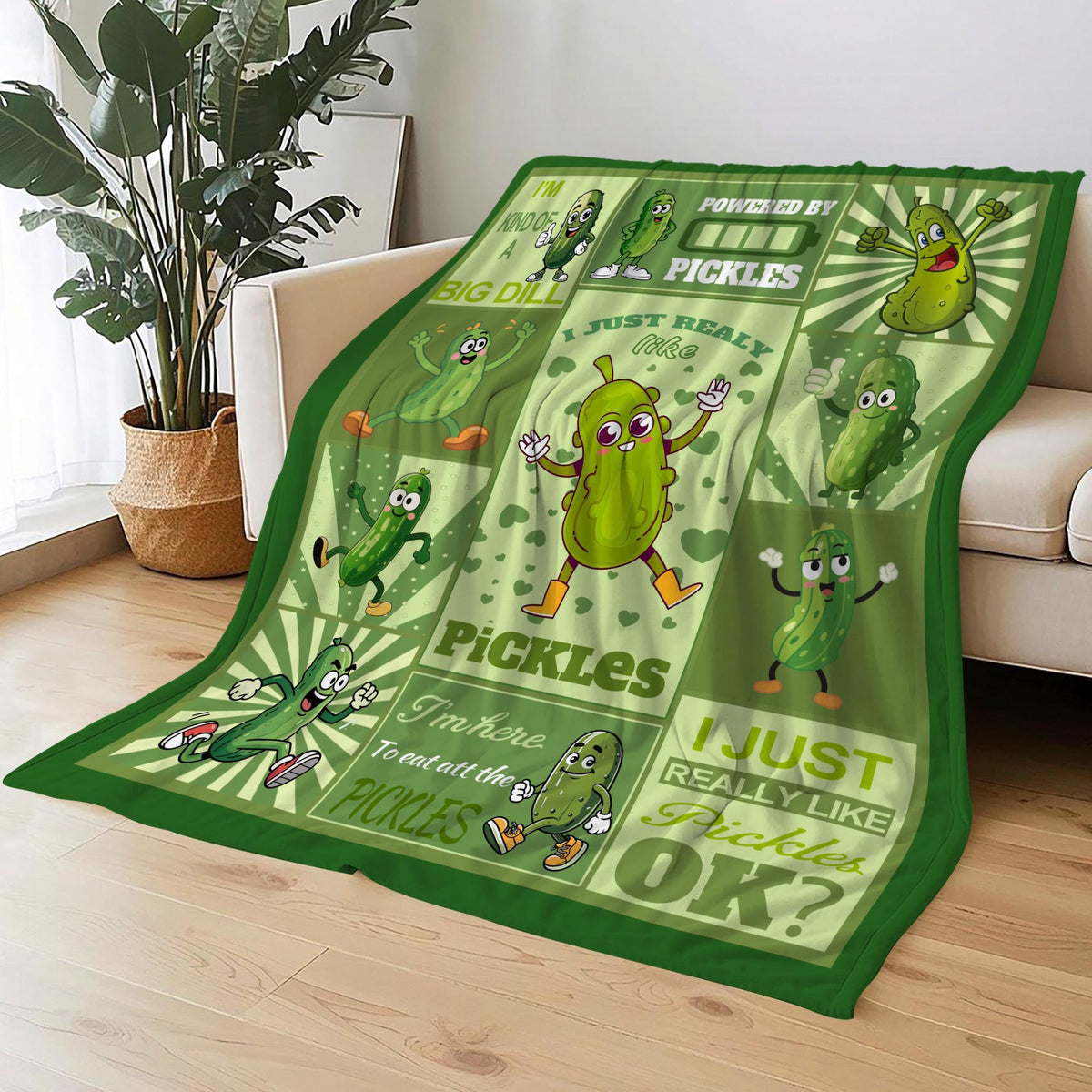 Personalized Pickle Lover Blanket, Funny Custom Blanket Gift for Pickle Fans, Cute Pickles Blanket Decor , Unique Personalized Throw Blanket