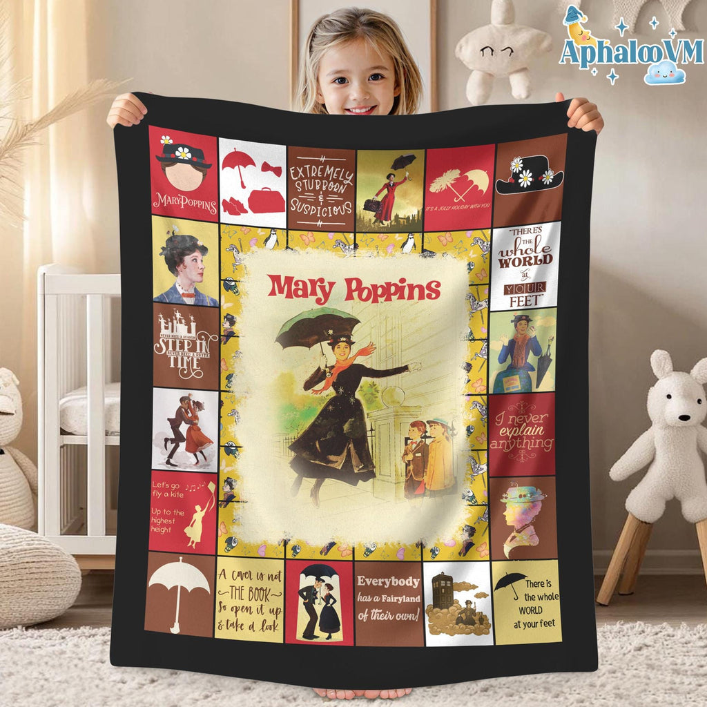 Mary Poppins Fleece Blanket, Mary Poppins Bert Blanket for Bed Couch Sofa, Christmas Gifts, Vintage Movie Blanket