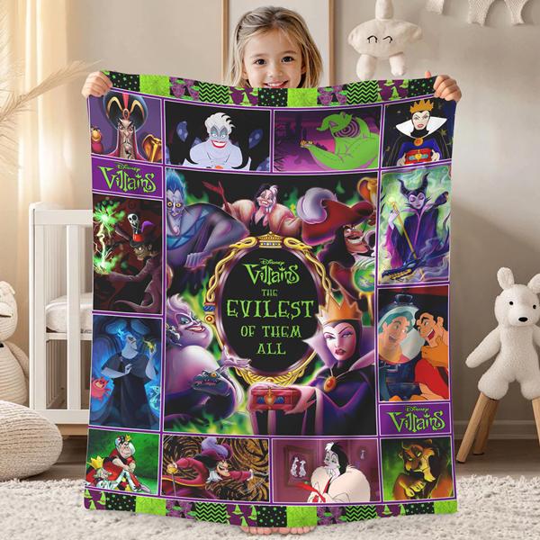 Villains the Evilest of them All Fleece Blanket | Maleficent Evil Queen Ursula | Disneyworld Villains Blanket | Magic Kingdom Throw Blanket
