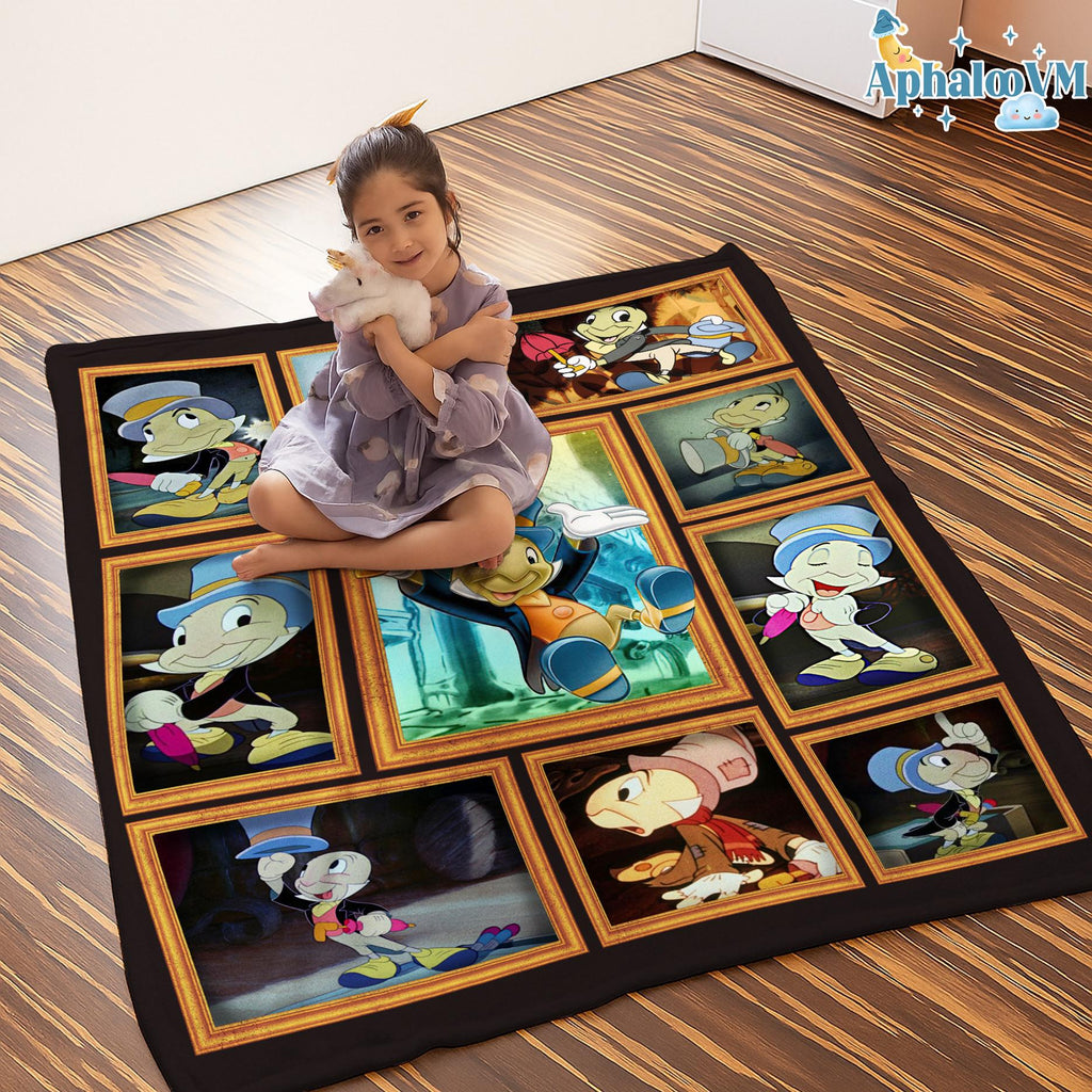 Pinocchio Fleece Blanket | Figaro Jiminy Cricket Pinocchio Blanket | Magic Kingdom Throw Blanket for Bed Couch Sofa