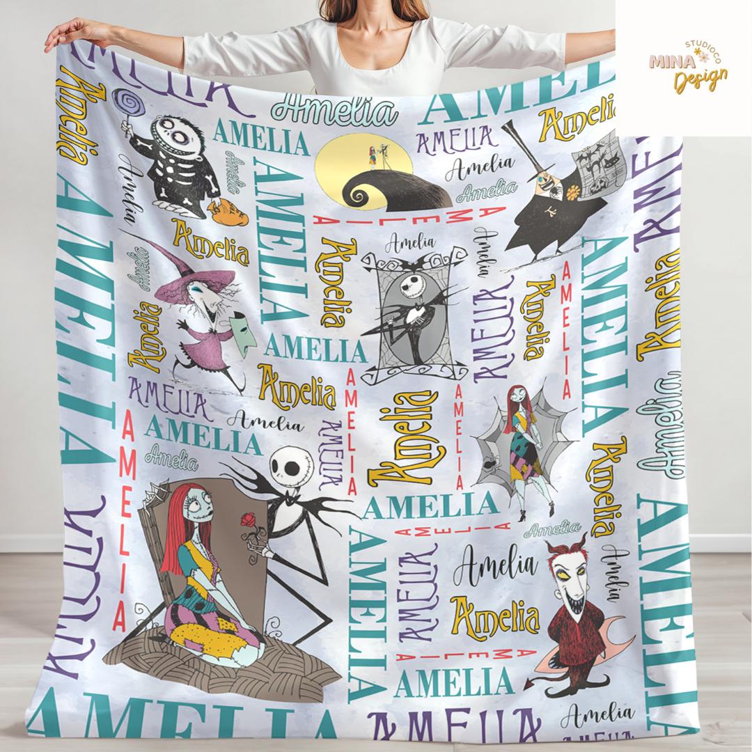 Personalized Disney The Nightmare Before Christmas Blanket, Jack Skellington Sally Oogie Boogie Zero Dog Disney Halloween Family Home Decor