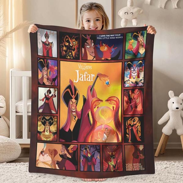 Jafar Aladdin Blanket, Disneyland Villains Blanket, Villains Jafar Aladdin, Disneyland Disneyworld Travel Blanket Gifts
