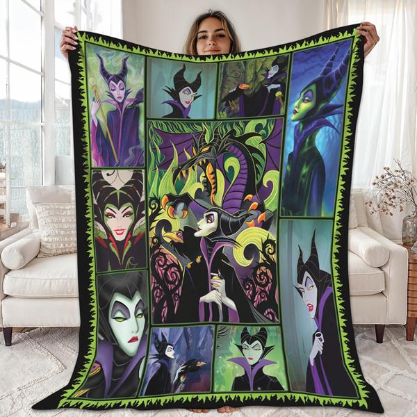 Maleficent Villain Fleece Blanket | Maleficent Sleeping Beauty Blanket Maleficent Magic Kingdom Throw Blanket for Couch Sofa Christmas Gift