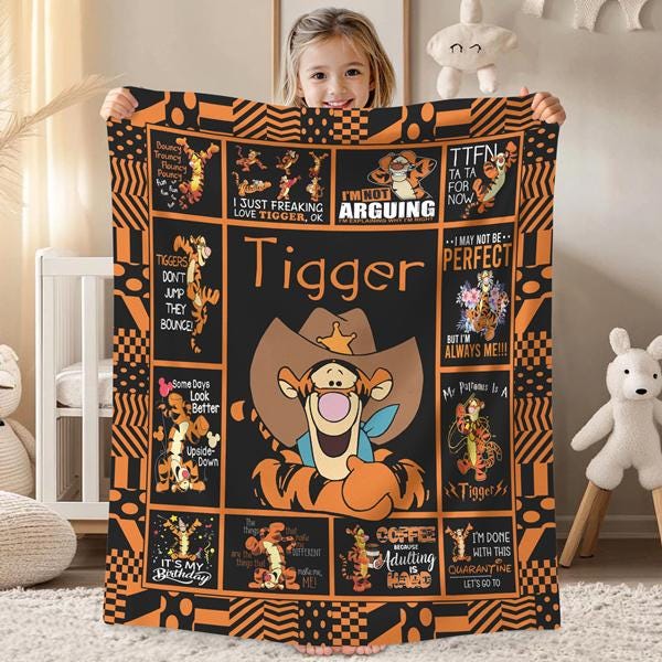 Personalized Tigger Blanket Winnie The Pooh Tigger Blanket Pooh Bear Tigger Birthday Gifts Tigger Christmas Gift For Him