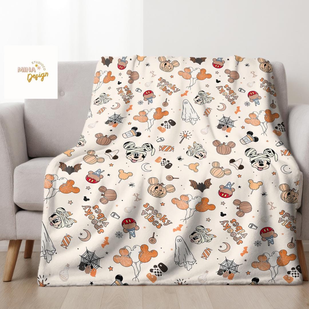 Personalized Disney Halloween Blanket, Mickey and Friends Toy Story Star Wars Disney Princess Hocus Pocus Halloween Family Home Decoration