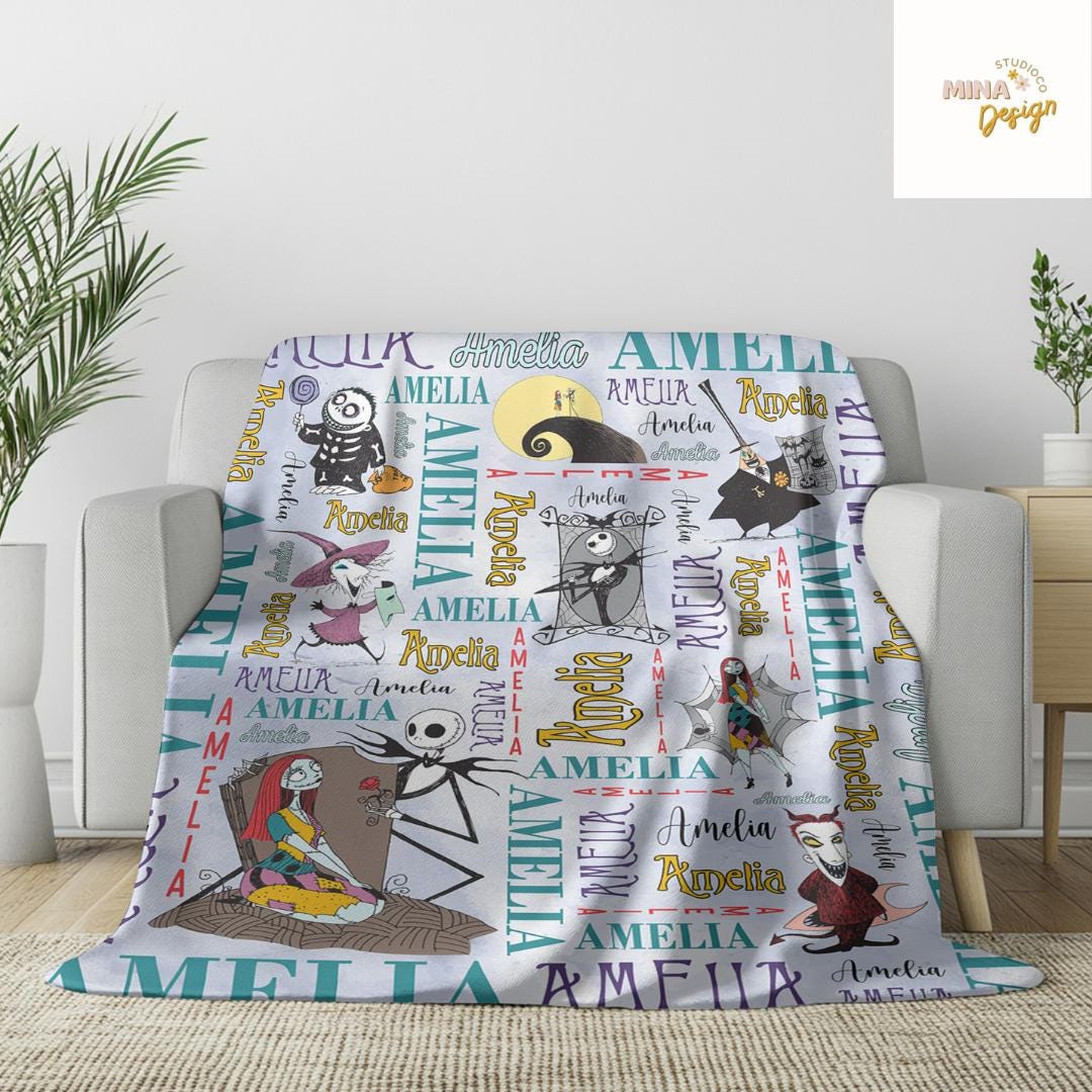 Personalized Disney The Nightmare Before Christmas Blanket, Jack Skellington Sally Oogie Boogie Zero Dog Disney Halloween Family Home Decor