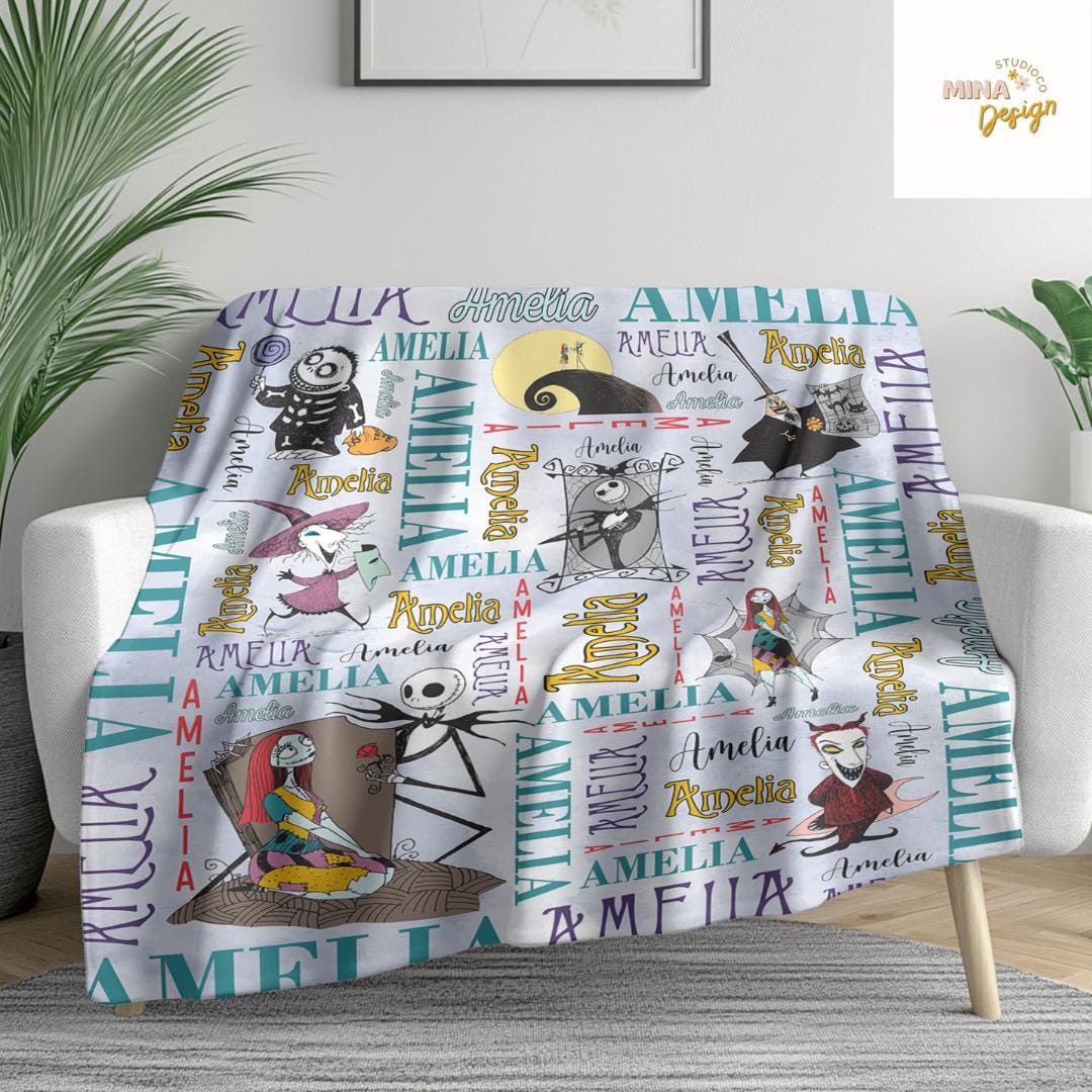 Personalized Disney The Nightmare Before Christmas Blanket, Jack Skellington Sally Oogie Boogie Zero Dog Disney Halloween Family Home Decor