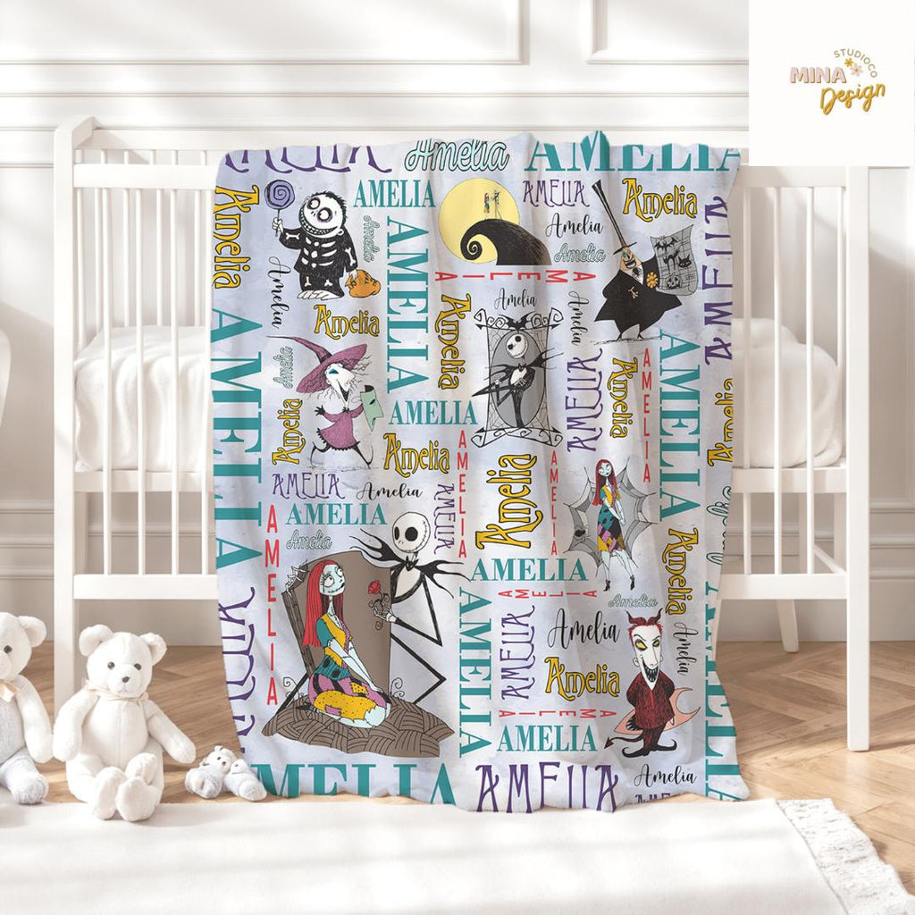 Personalized Disney The Nightmare Before Christmas Blanket, Jack Skellington Sally Oogie Boogie Zero Dog Disney Halloween Family Home Decor