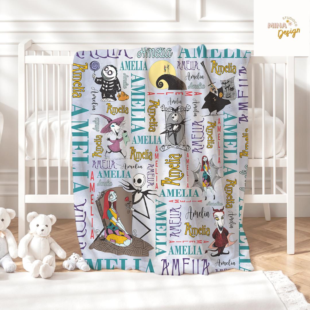 Personalized Disney The Nightmare Before Christmas Blanket, Jack Skellington Sally Oogie Boogie Zero Dog Disney Halloween Family Home Decor