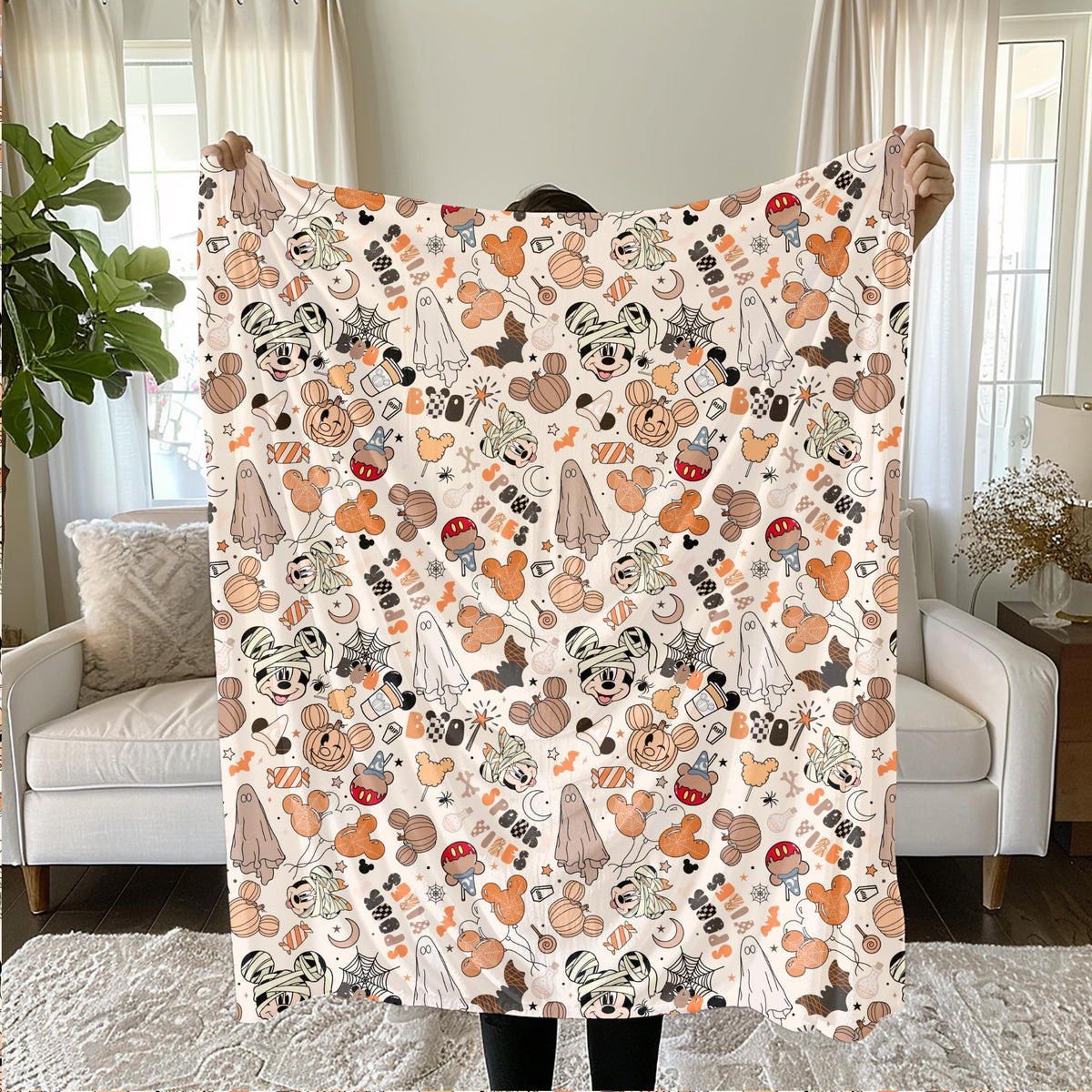 Mickey Mouse Halloween Baby Blanket, Baby Shower Gift, Customizable Blanket, Disney Blanket, Disney Home Decor, Mickey Sherpa Blanket