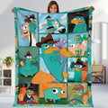 Phineas And Ferb Fleece Blanket | Phineas Ferb Perry the Platypus Blanket | Magic Kingdom Throw Blanket for Bed Couch Sofa