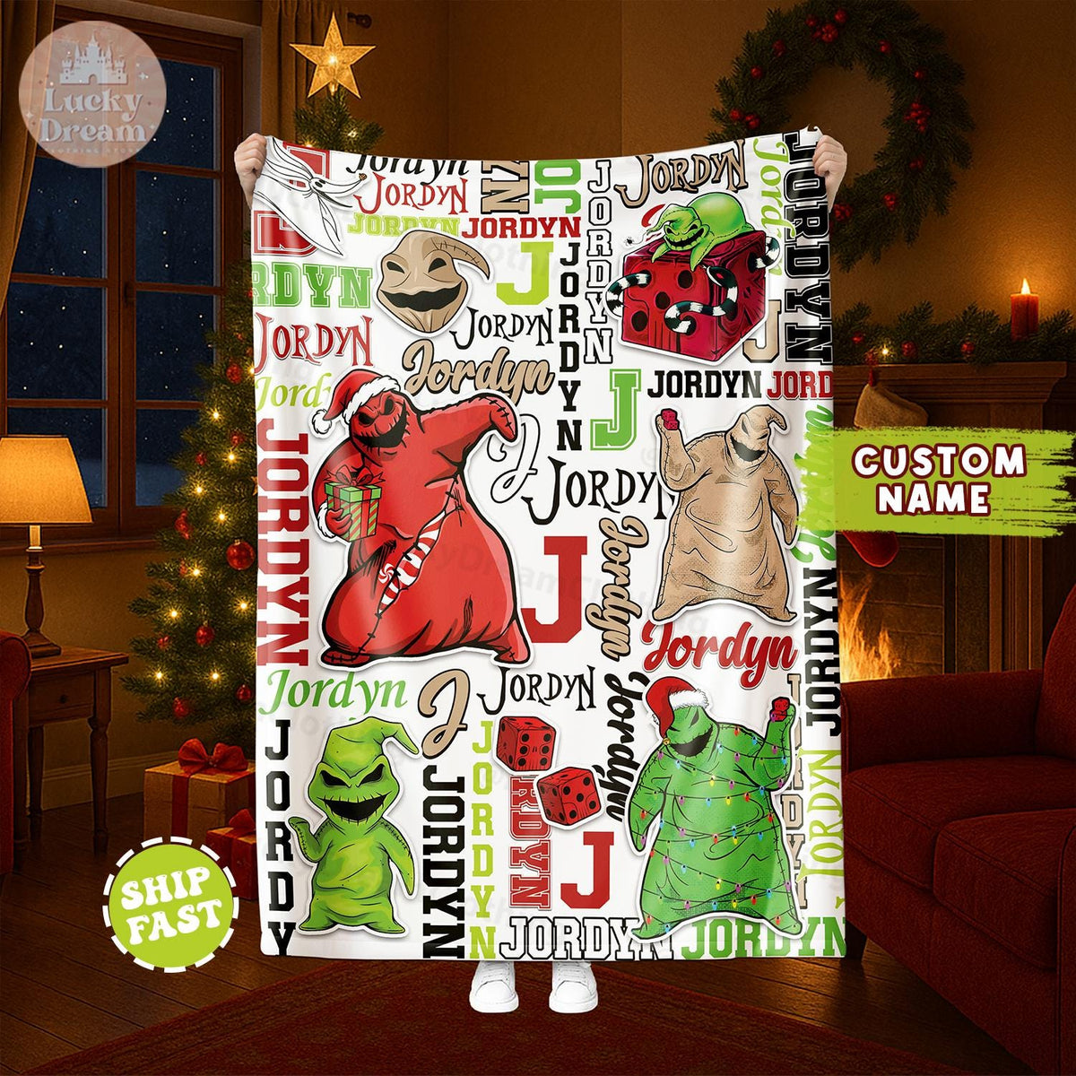 Personalized Baby Blanket, The Nightmare Before Christmas Blanket, Christmas Gift For Boys And Girls Blanket, Baby Blanket Disney Home Decor