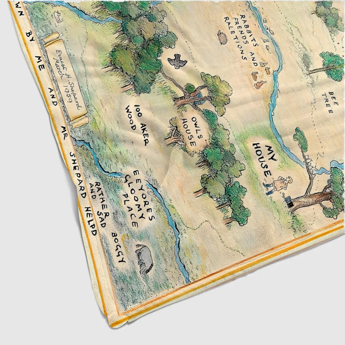 Winnie The Pooh Blanket, Hundred Acre Wood Fantasy Map Plush Blankets, Pooh Bear Blanket for Kids, Winnie The Pooh Baby Blanket Fleece