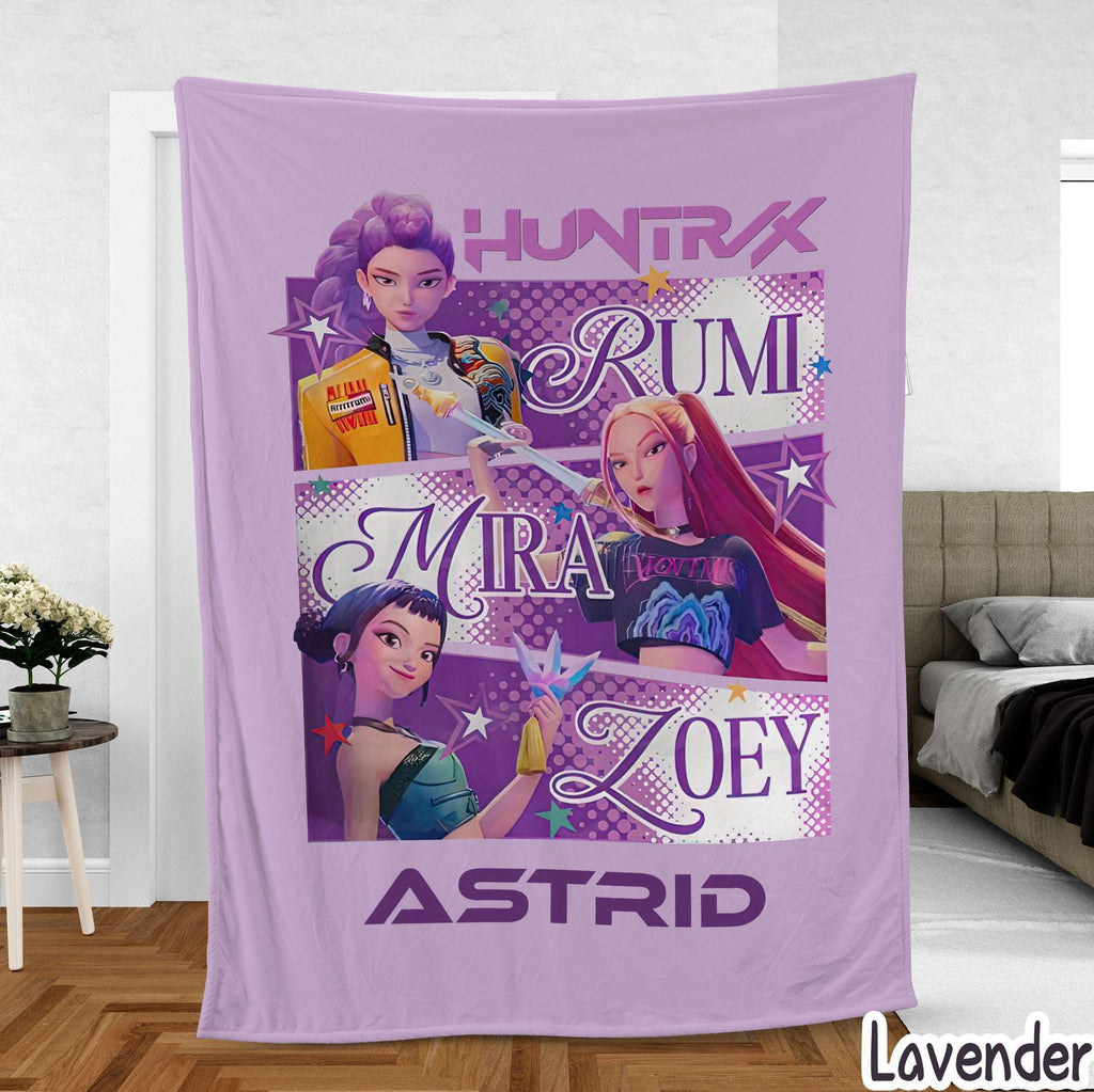 Personalized Blanket With Huntrix Theme, Kpop Demon Huntrix Gift, , Rumi Mira Zoey Blanket, Gift for Huntrix fans, Gift for Huntrix fans