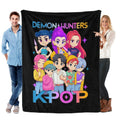 Huntrix K-Pop Demon Hunters Blanket,Xmas Kpop Fun Gifts,Soft Cozy Minky Sherpa Throw,Huntrix Rumi,Mira,Zoey Blanket,Kpop Demon Movie Blanket