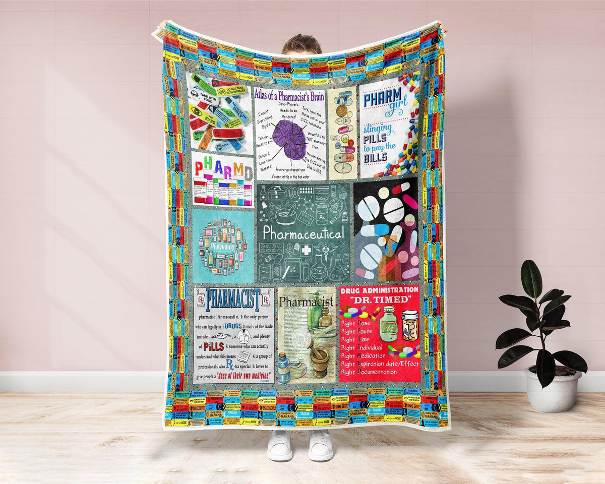 Pharmacy Blanket, Pharmacist Blanket, Pharmaceutical Blanket, Pharmaceutist Blanket, Druggist Gift, Chemist Blanket, Pharm Girl Blanket