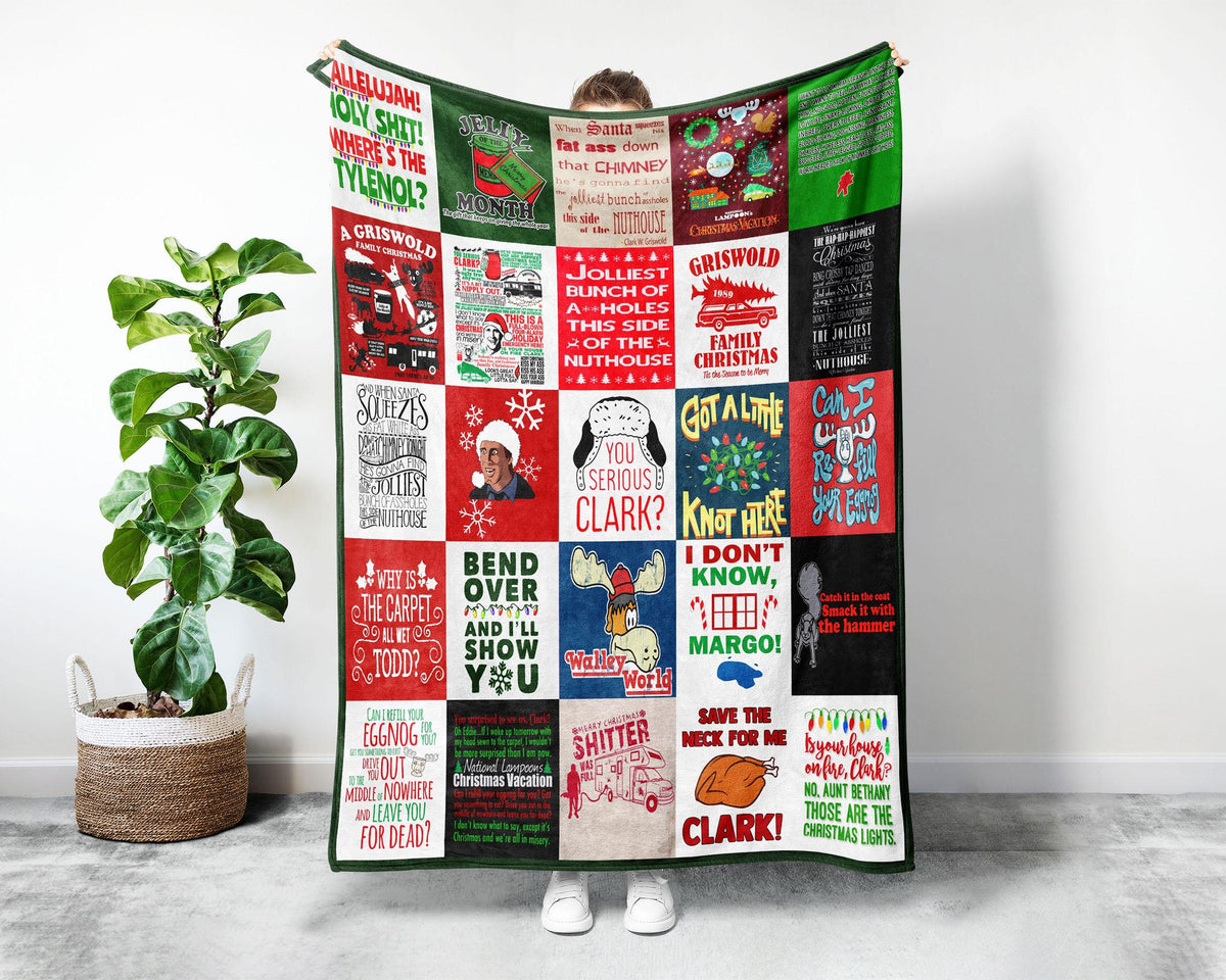 Christmas Vacation Blanket, Family Christmas Blanket, Funny Holiday Blanket, Christmas Movie Watching Blanket, Gift for Movie Lovers