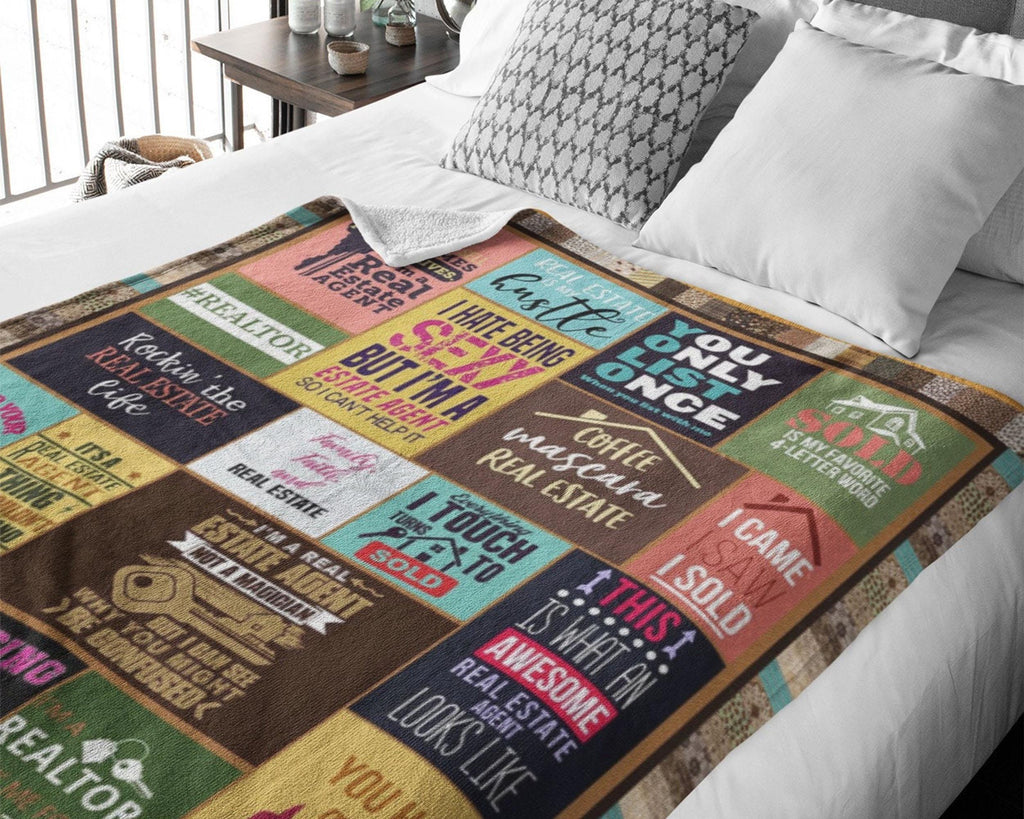 Real Estate Agent Blanket, Realtor Blanket, Real Estate Fleece Sherpa Blanket, Cool Realtor Gift, Real Estate Agent Gift, Housewarming Gifts
