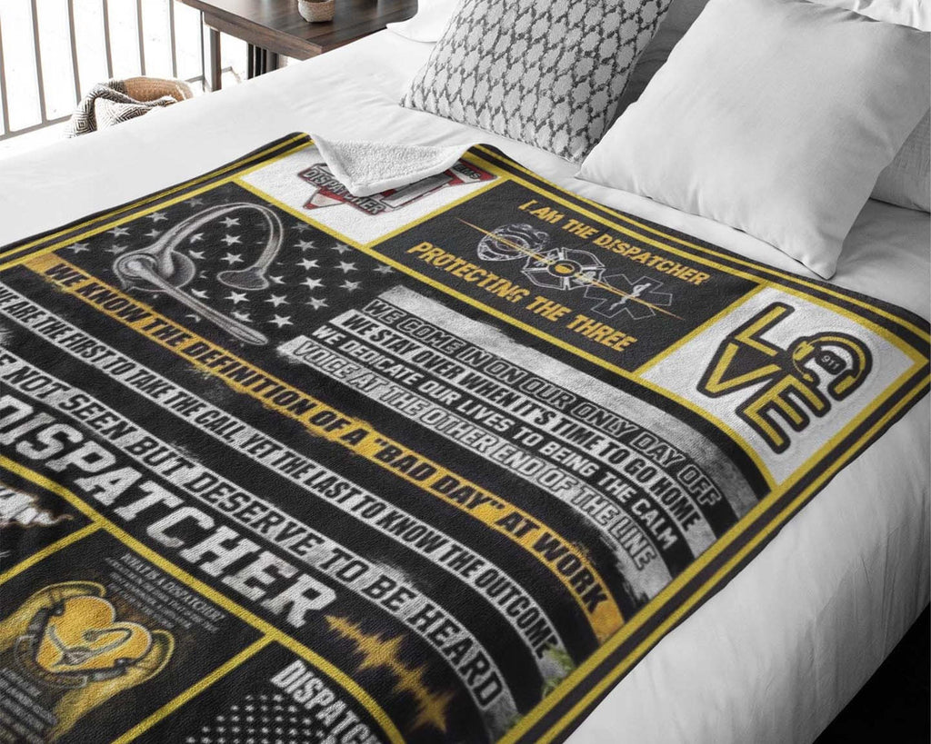 I Am A 911 Dispatcher Blanket, Thin Yellow Line Dispatch Blanket, Love 911 Blanket, Dispatcher Flag Blanket, Police Dispatcher Blanket
