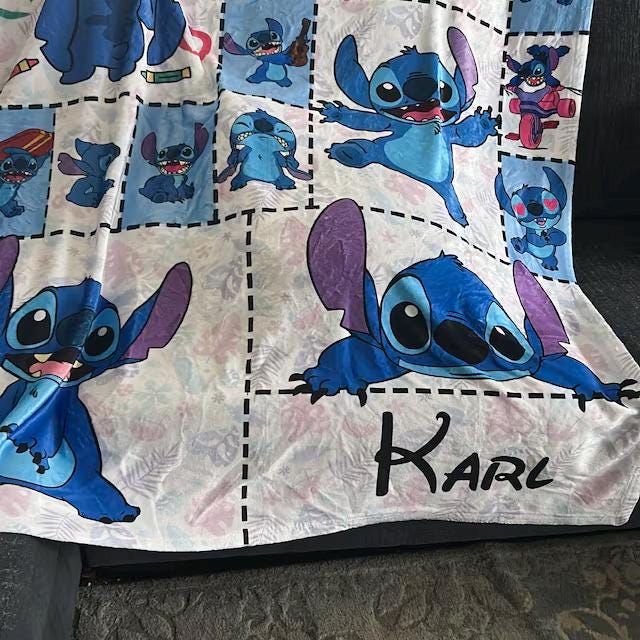 Custom Lilo & Stitch Blanket, Personalized Cartoon Throw