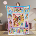 Custom Name All Princesses Blanket, Cinderella Snow White Fleece Blanket, Fairy Tale Princess Themed Party, Christmas Gifts
