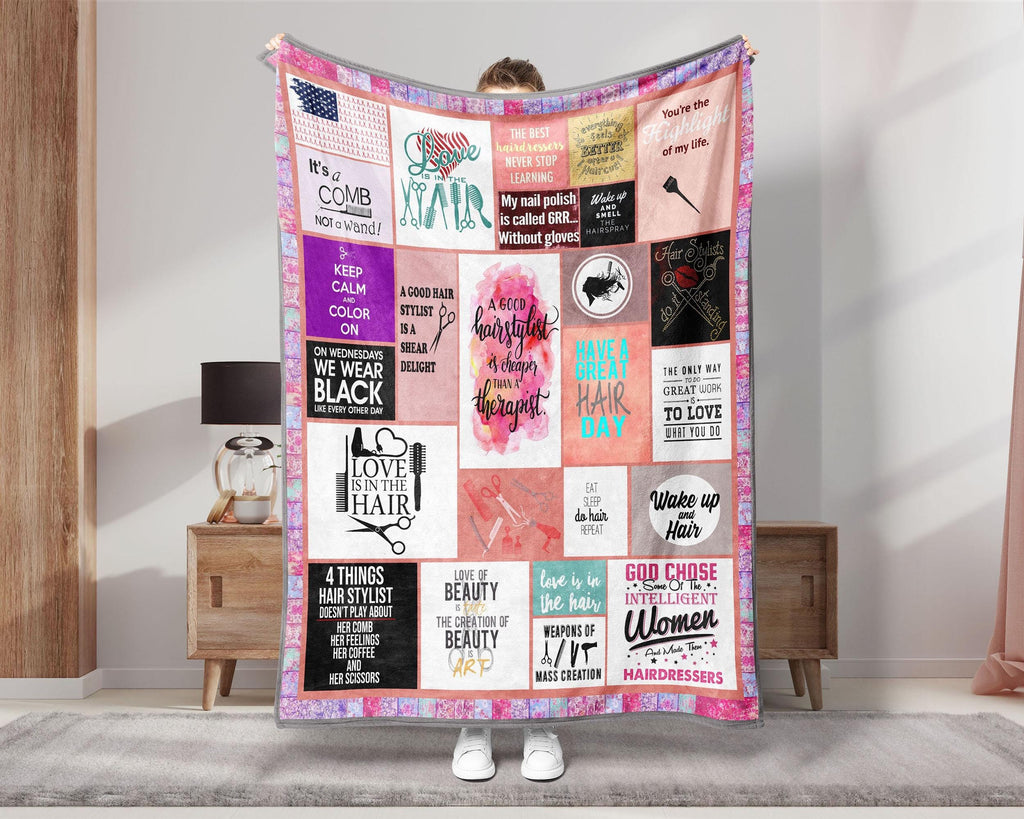 Hair Stylist Blanket, Hairdresser Fleece Sherpa Blanket, Hair Style Blanket, Hair Hustler Blanket, Beautician Blanket, Hair Stylist Gift