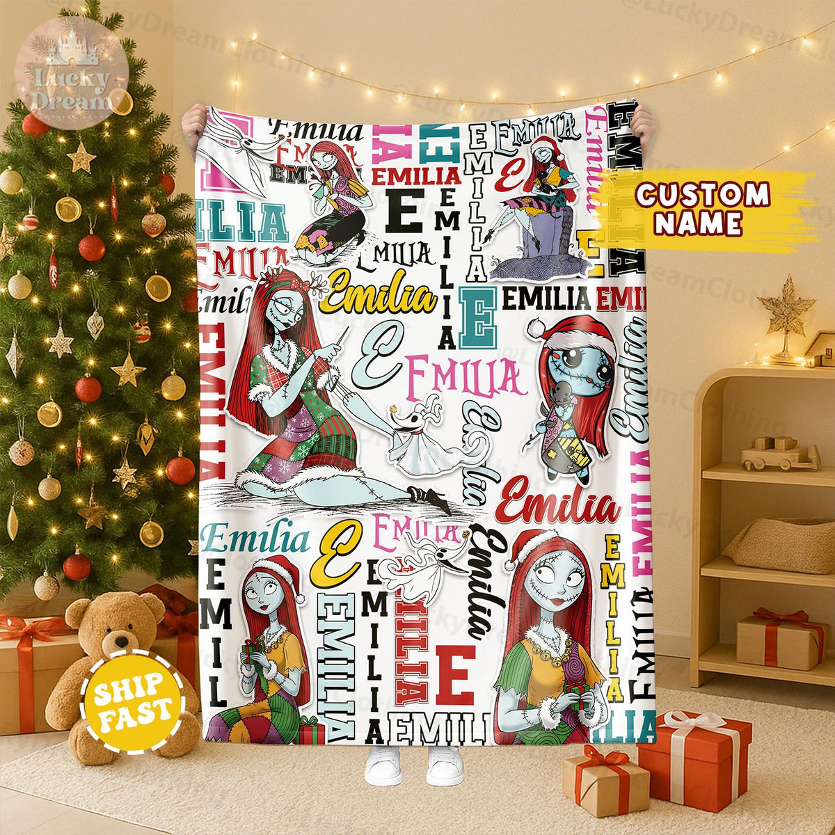 Personalized Baby Blanket, The Nightmare Before Christmas Blanket, Christmas Gift For Boys And Girls Blanket, Baby Blanket Disney Home Decor