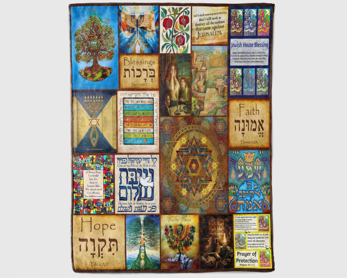Jewish Blessing Blanket, Jews Blanket, Hanukkah Blanket, Chanukah Blanket, Star Of David Blanket, Judaism Blanket, Menorah Blanket