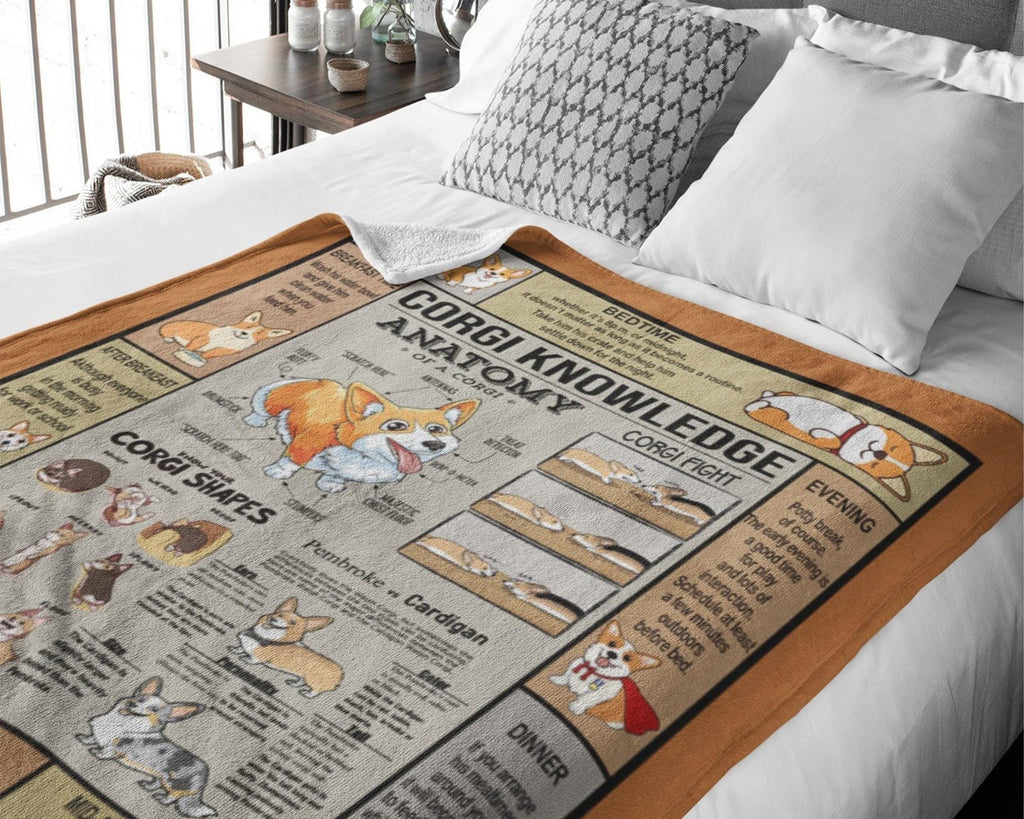 Corgi Anatomy Blanket, Corgi Mom Blanket, Corgi Fleece Sherpa Blanket, Corgi Lover Blanket, Dog Mom Blanket, Corgi Lover Gift, Dog Dad Gift
