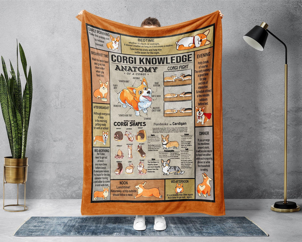 Corgi Anatomy Blanket, Corgi Mom Blanket, Corgi Fleece Sherpa Blanket, Corgi Lover Blanket, Dog Mom Blanket, Corgi Lover Gift, Dog Dad Gift