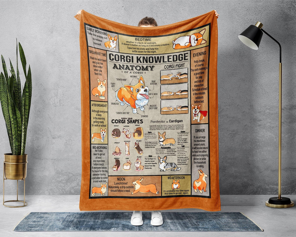 Corgi Anatomy Blanket, Corgi Mom Blanket, Corgi Fleece Sherpa Blanket, Corgi Lover Blanket, Dog Mom Blanket, Corgi Lover Gift, Dog Dad Gift