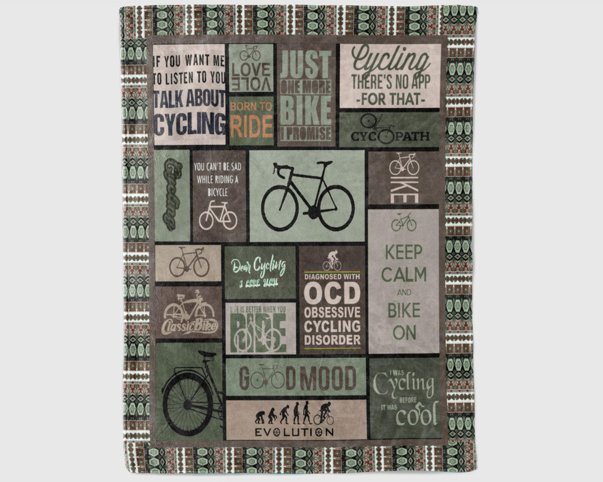 Cycling Blanket, Biking Blanket, Cycle Blanket, Road Bike Blanket, Bike Fleece Sherpa Blanket, Bicycle Blanket, Sport Blanket Christmas Gift