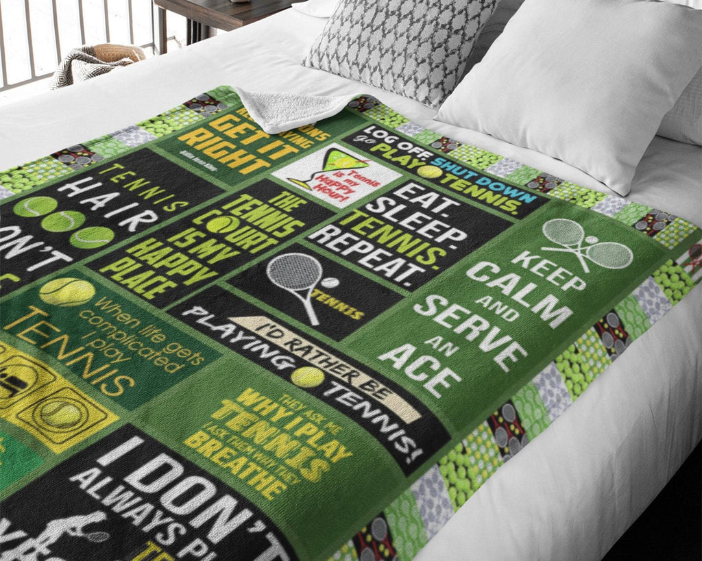 Tennis Fleece Sherpa Blanket, Tennis Player Blanket, Tennis Mom Blanket, Tennis Coach Gift, Tennis Quote Blanket, Sport Lover Blanket