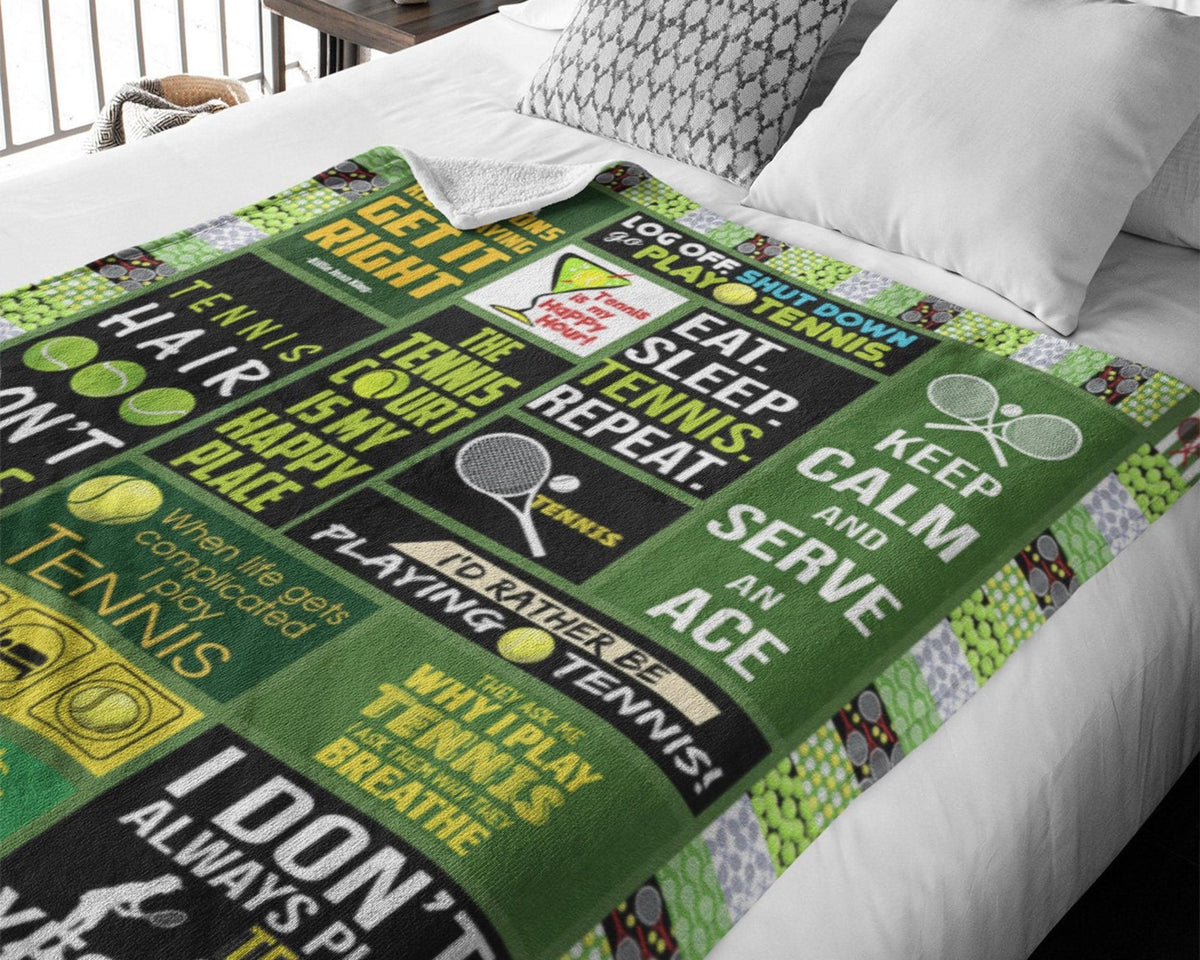 Tennis Fleece Sherpa Blanket, Tennis Player Blanket, Tennis Mom Blanket, Tennis Coach Gift, Tennis Quote Blanket, Sport Lover Blanket