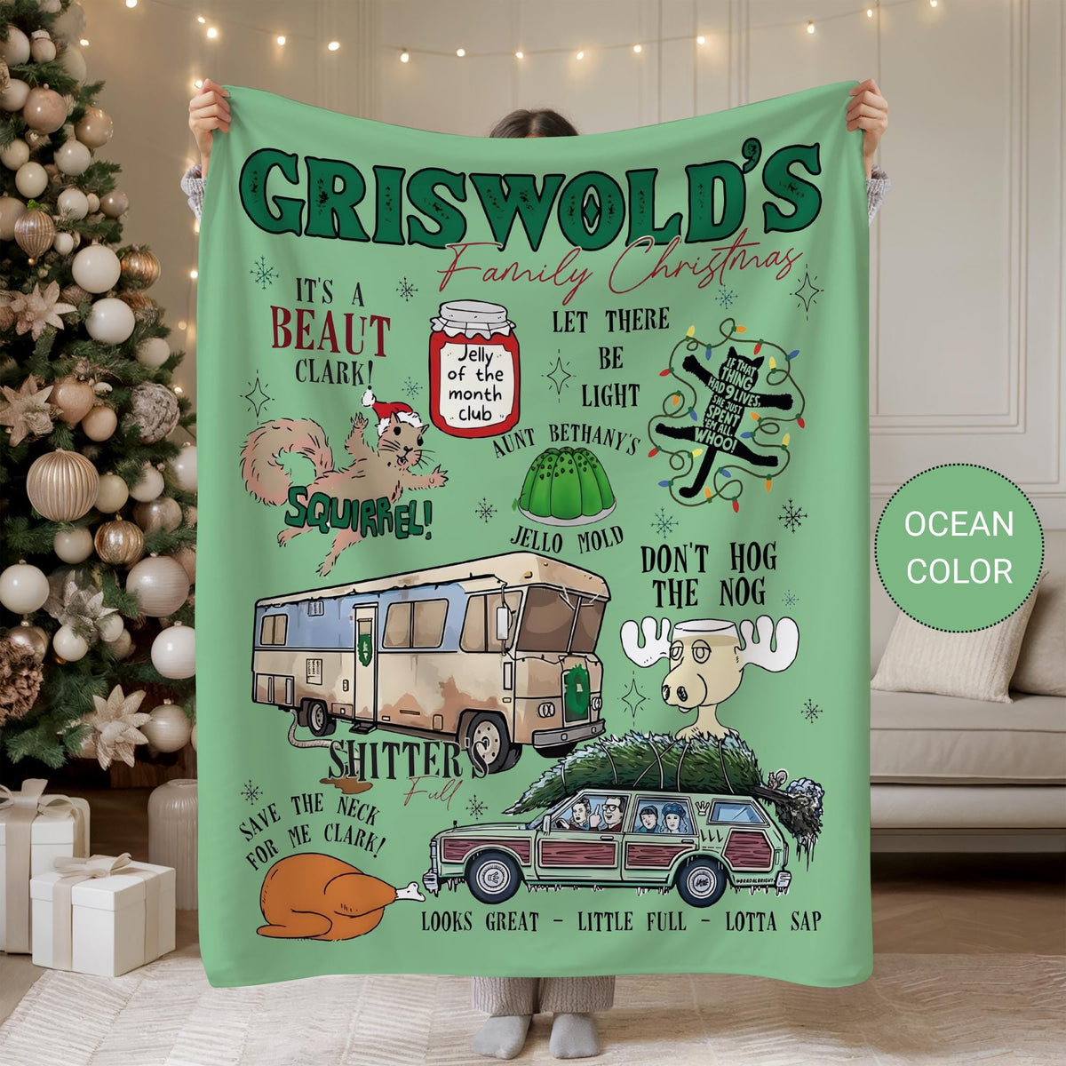 Griswold Family Christmas Blanket, Funny Movie Throw, National Lampoon's Christmas Vacation Blanket,Funny Holiday Movie Gift