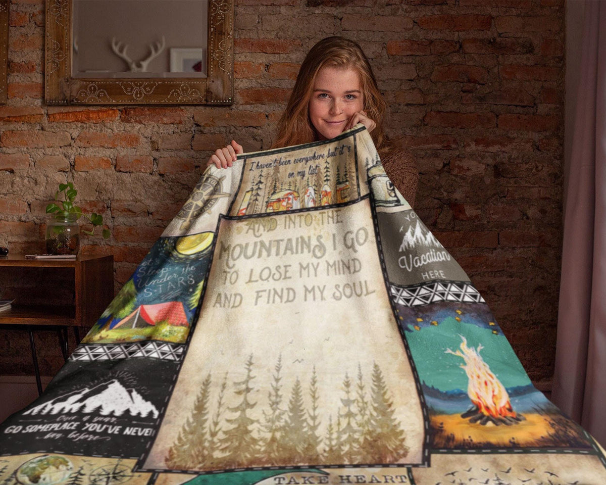 Mountain Blanket, Camping Life Blanket, Camper Blanket, Campfire Blanket, Camp Blanket, Travel Blanket, Happy Camper Blanket, Christmas Gift