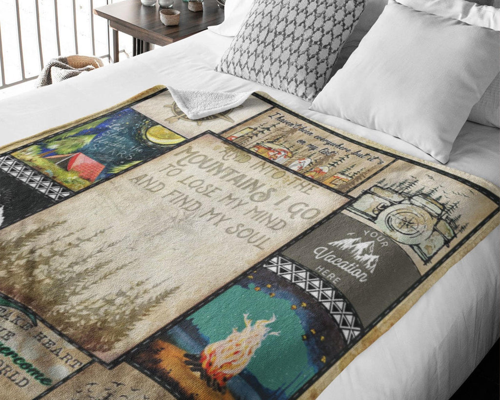Mountain Blanket, Camping Life Blanket, Camper Blanket, Campfire Blanket, Camp Blanket, Travel Blanket, Happy Camper Blanket, Christmas Gift