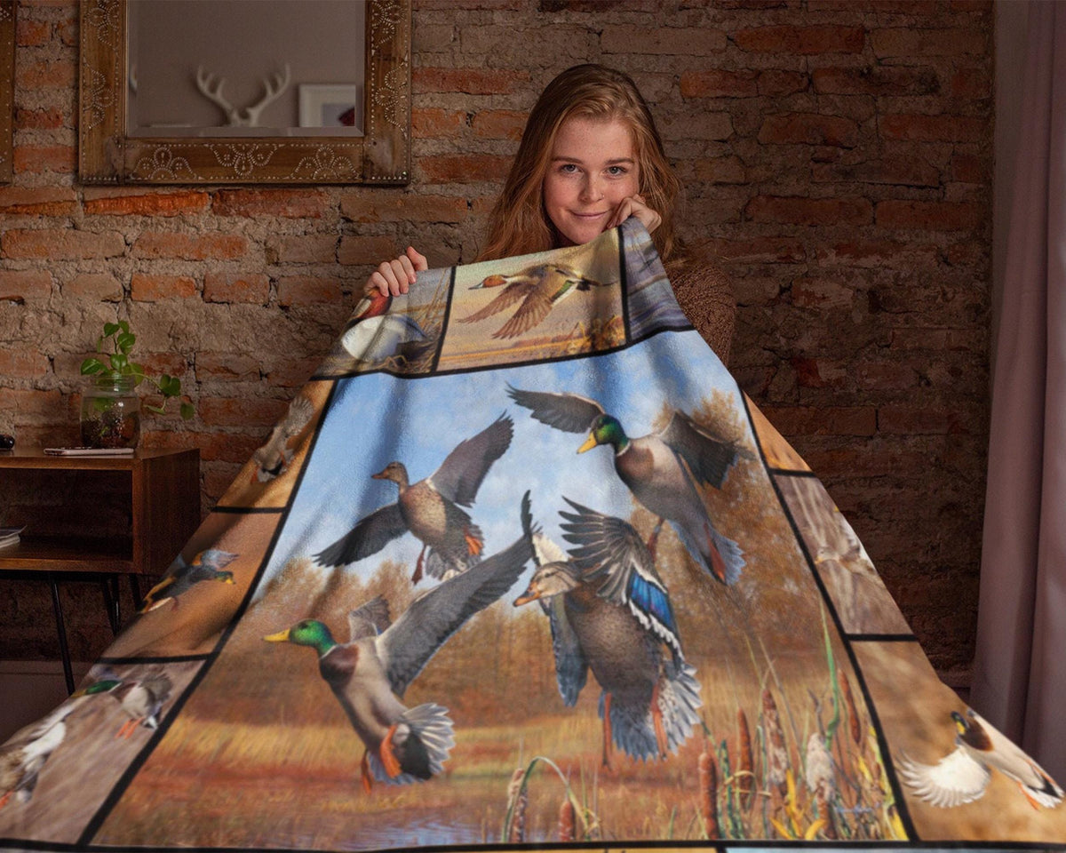 Duck Hunting Blanket, Hunting Dad Blanket, Wildlife Blanket, Hunter Dad Blanket, Duck Fleece Sherpa Blanket, Husband Blanket, Christmas Gift