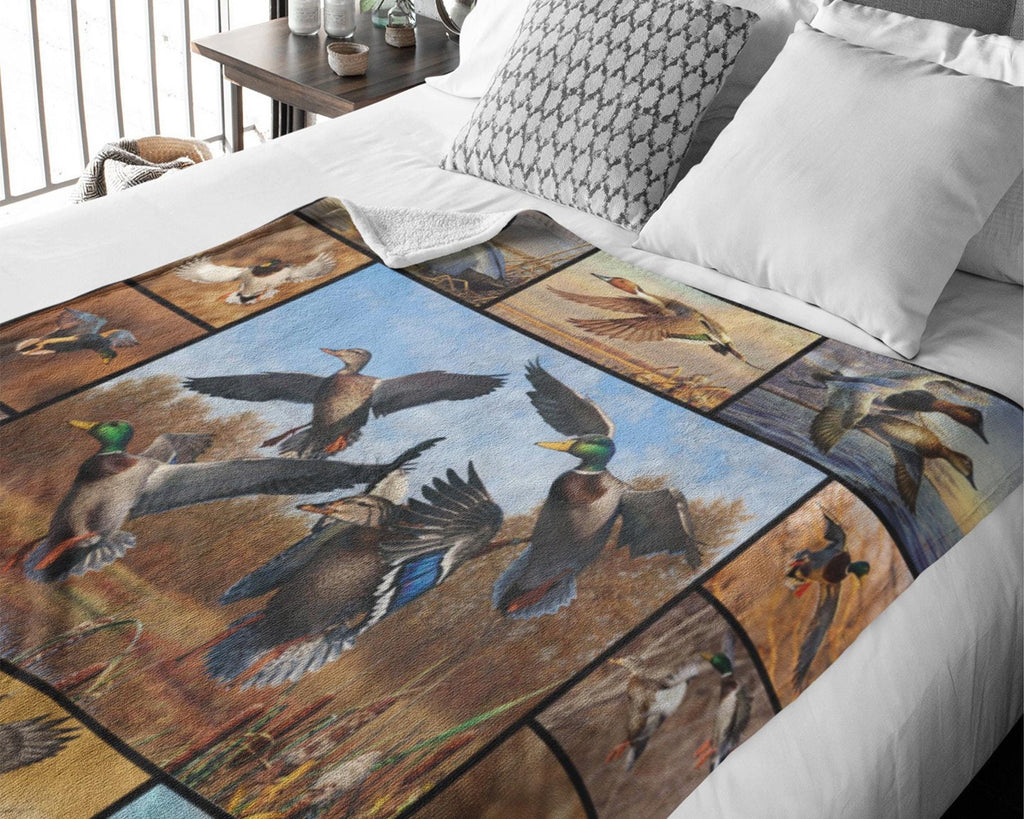 Duck Hunting Blanket, Hunting Dad Blanket, Wildlife Blanket, Hunter Dad Blanket, Duck Fleece Sherpa Blanket, Husband Blanket, Christmas Gift