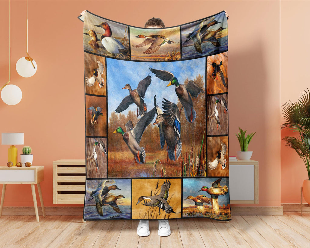 Duck Hunting Blanket, Hunting Dad Blanket, Wildlife Blanket, Hunter Dad Blanket, Duck Fleece Sherpa Blanket, Husband Blanket, Christmas Gift