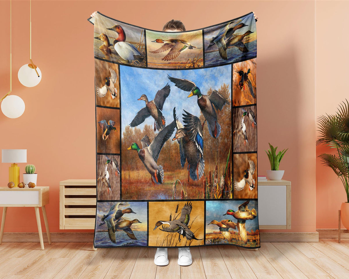 Duck Hunting Blanket, Hunting Dad Blanket, Wildlife Blanket, Hunter Dad Blanket, Duck Fleece Sherpa Blanket, Husband Blanket, Christmas Gift