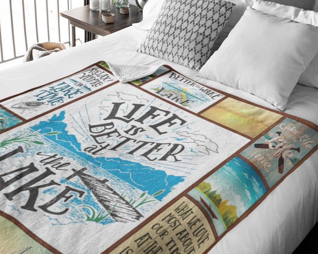 Lake Life Blanket, Life Is Better At The Lake Blanket, Lake Time Blanket, Lake Lover Blanket, Lakeaholic Blanket, Fishing Christmas Blanket