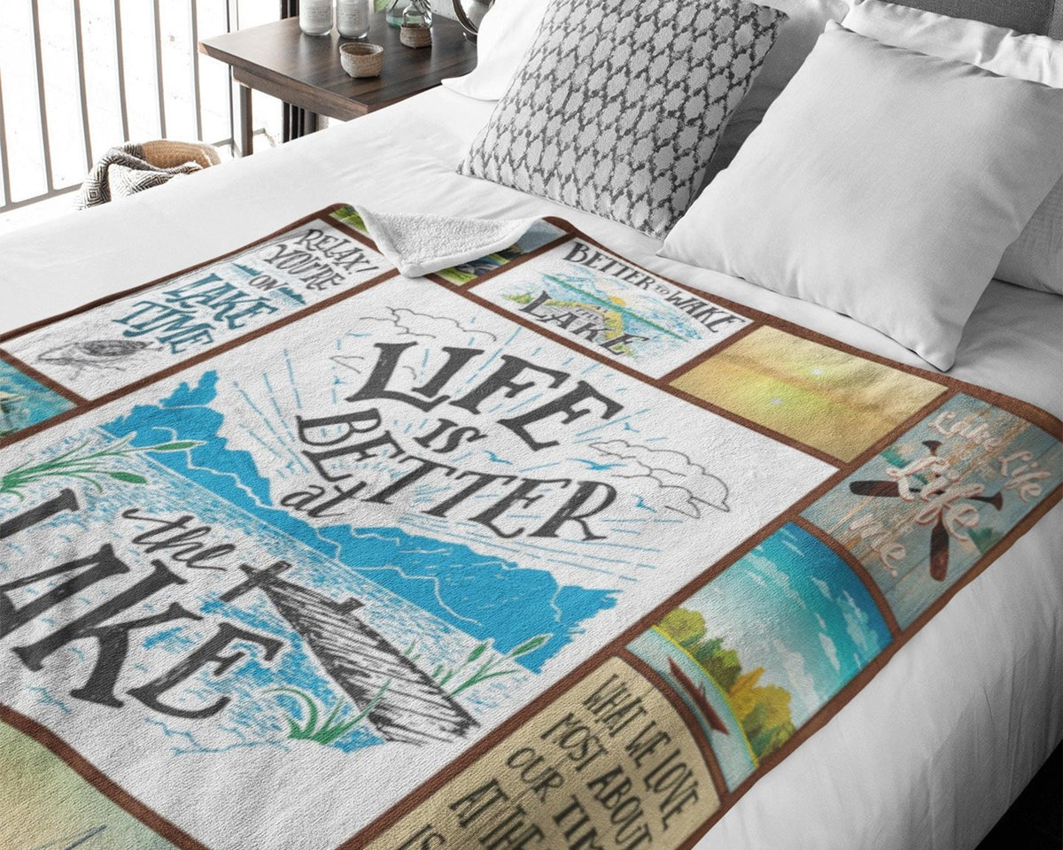 Lake Life Blanket, Life Is Better At The Lake Blanket, Lake Time Blanket, Lake Lover Blanket, Lakeaholic Blanket, Fishing Christmas Blanket