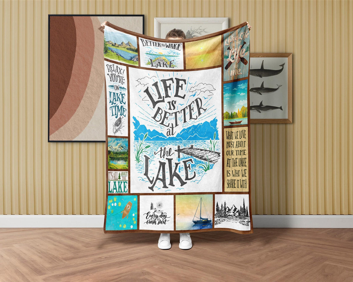 Lake Life Blanket, Life Is Better At The Lake Blanket, Lake Time Blanket, Lake Lover Blanket, Lakeaholic Blanket, Fishing Christmas Blanket